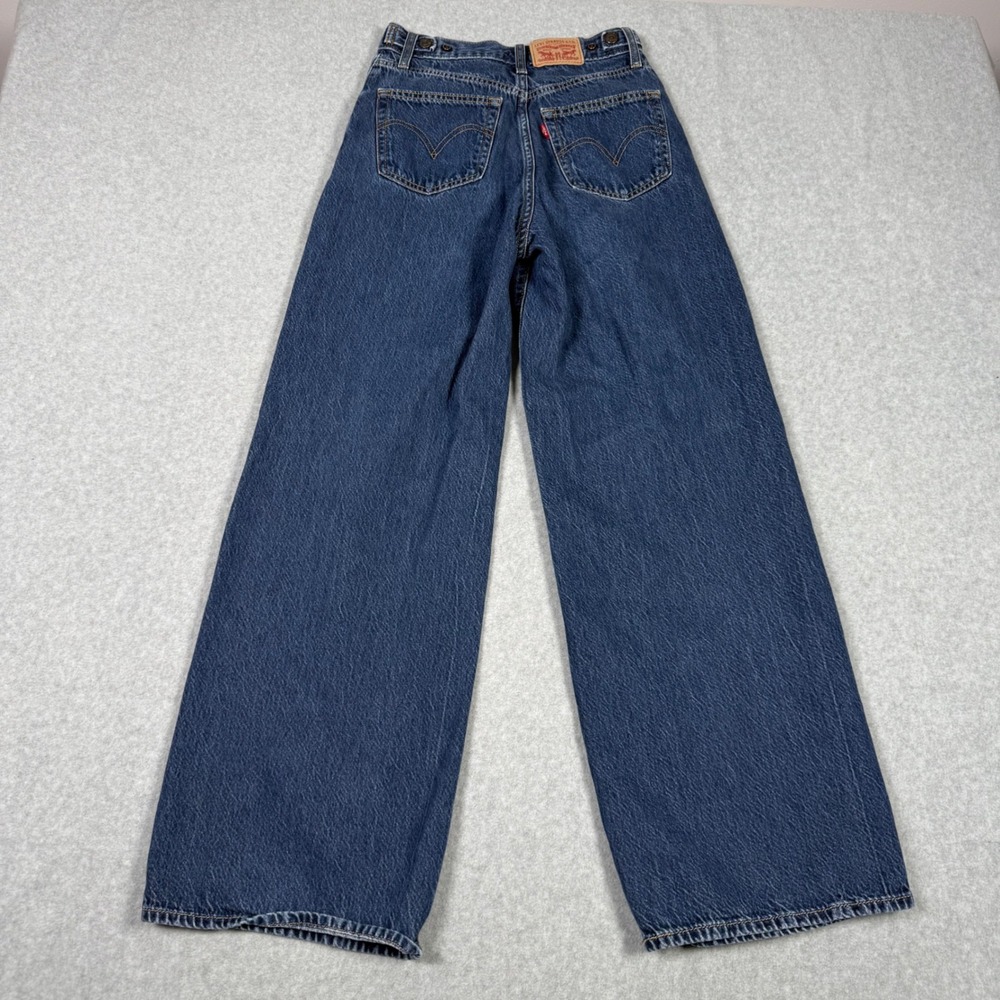 Levis Cinch Baggy High Rise Wide Leg Jeans Medium Wash Blue 24 Skater Grunge